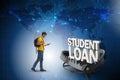 The young student in loan and debt concept Royalty Free Stock Photo