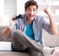 Young student man with injury at home Royalty Free Stock Photo