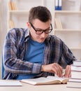 Young student preparing to school exams with books Royalty Free Stock Photo