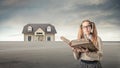 Young student reading an old book Royalty Free Stock Photo