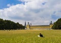 Young student resting on the grass reading a book Royalty Free Stock Photo