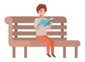 Young student sitting reading book Royalty Free Stock Photo
