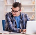 Young student studying over internet in telelearning concept Royalty Free Stock Photo