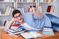 The young student taking break and falling asleep Royalty Free Stock Photo