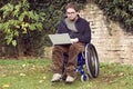 Young student on a wheelchair at the park Royalty Free Stock Photo