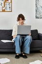 Young student working diligently at home Royalty Free Stock Photo