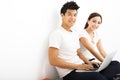 young students couple with laptop Royalty Free Stock Photo