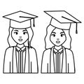 Young students graduated girls diversity characters