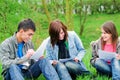 Young students learning outdoor Royalty Free Stock Photo