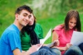Young students learning outdoor Royalty Free Stock Photo