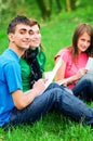 Young students learning outdoor Royalty Free Stock Photo