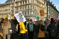 Young students and pupils on strike to protest the climate change Royalty Free Stock Photo