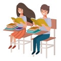 Young students reading in school desk