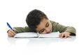 Young Studying Boy Tired Royalty Free Stock Photo