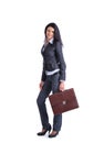 Young stylish business woman with briefcase Royalty Free Stock Photo