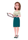 Young successful business womanYoung successful business woman holding blank clipboard Royalty Free Stock Photo