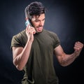 Young Successful Man Talking Cell Phone Royalty Free Stock Photo