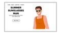 young summer sunglasses man vector