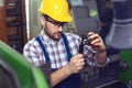 Supervisor doing quality control and production check in factory Royalty Free Stock Photo