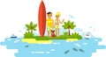 Young surfer man and woman couple with surfboard Royalty Free Stock Photo