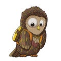 Young surprised owl character cartoon illustration, EPS10