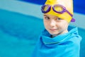 Young Swimmer in Blanket Royalty Free Stock Photo