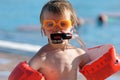 Young swimmer with floats Royalty Free Stock Photo