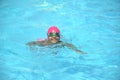 Young Swimmer, Girl Swimming in Blue Pool Water