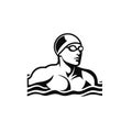 Young swimmer vector. Strong athlete Royalty Free Stock Photo