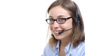 A young switchboard operator smiling at the camera Royalty Free Stock Photo