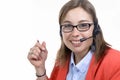 A young switchboard operator smiling at the camera Royalty Free Stock Photo
