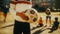 Young Talented Soccer Player Getting Ready for a Corner Kick During a Local Neighborhood Football Royalty Free Stock Photo