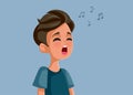 Teen Boy Singing Vector Cartoon Illustration