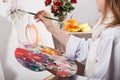 Young talented woman painting Royalty Free Stock Photo