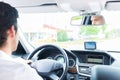 Young Taxi driver driving his car Royalty Free Stock Photo