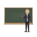 Young teacher standing in front of blackboard Royalty Free Stock Photo