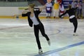 Young team from a school of skating on ice