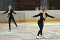 Young team from a school of skating on ice