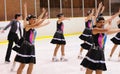 Young team from a school of skating on ice performs at the International Cup Ciutat de Barcelona