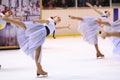 Young team from a school of skating on ice performs at the International Cup Ciutat de Barcelona