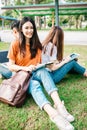 A young or teen asian girl student in university Royalty Free Stock Photo