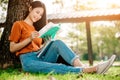 A young or teen asian girl student in university Royalty Free Stock Photo