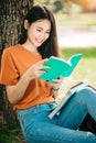 A young or teen Asian girl student in university Royalty Free Stock Photo