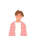 Young teen boy portrait isolated on white background. Happy teenager in casual clothes. Vector illustration Royalty Free Stock Photo