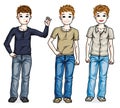 Young teen boys cute children group standing wearing fashionable Royalty Free Stock Photo