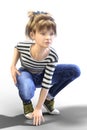 Young Teen Child CGI Character in action pose ready to run isolated Royalty Free Stock Photo