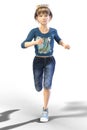 Young Teen Child CGI Character running isolated Royalty Free Stock Photo
