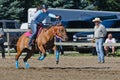 Young teen cowgirl at country fair racing horse Royalty Free Stock Photo