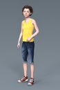 Young Teen Girl Child 3D Character looking towards camera