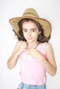 Young teen girl with cowboy hat Royalty Free Stock Photo